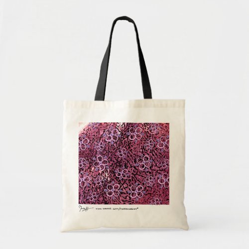 Abstract Art with Flowers Bag - Burgundy Pink