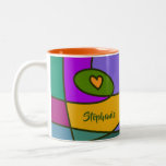 Abstract Art With Lovely Heart Two-Tone Coffee Mug