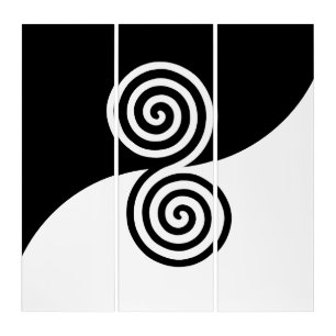 Abstract Art with Spiral Circles in Black & White