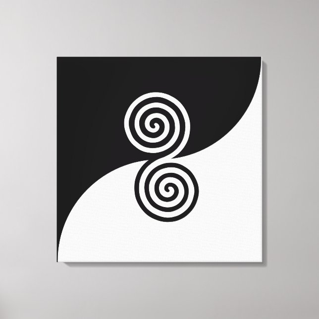 Abstract Art with Spiral Circles in Black & White Canvas Print (Front)