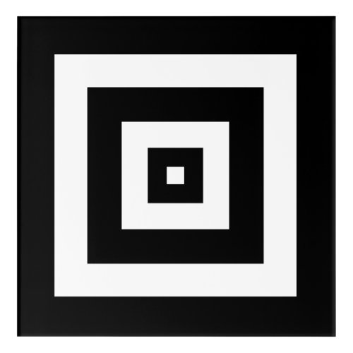 Abstract Art with Squares in Black  White Print