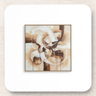 Abstract art with white, beige and brown colours. beverage coaster