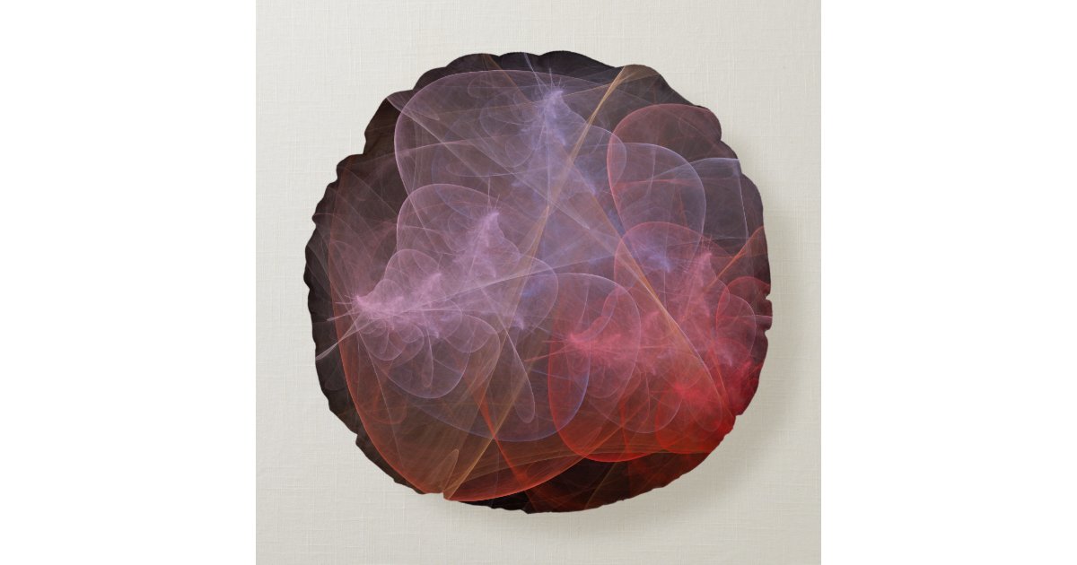 Red and Violet Fractal Galaxy Round Pillow