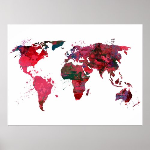 Abstract Art World Map Poster