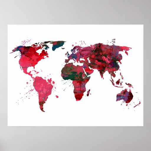 Abstract Art World Map Poster | Zazzle