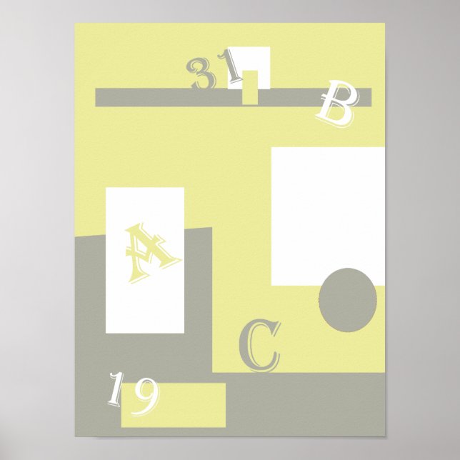 Abstract Art Yellow Gray White Poster (Front)