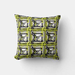 Abstract Art Yellow Grey Throw Pillow Cushion