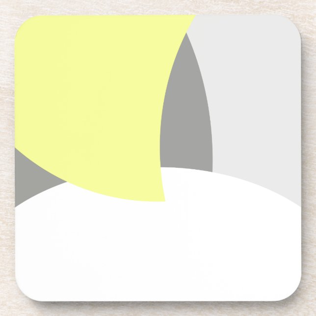 Abstract Art Yellow Grey White Beverage Coaster (Front)