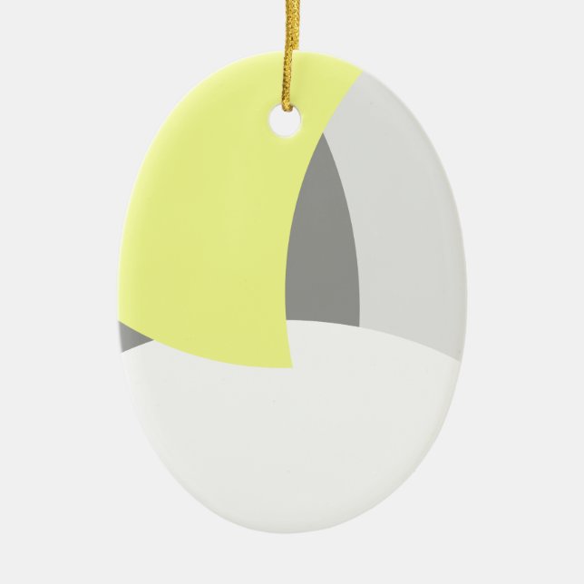 Abstract Art Yellow Grey White Ceramic Ornament (Front)