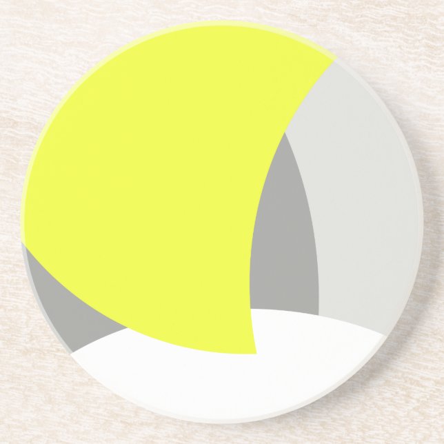 Abstract Art Yellow Grey White Coaster (Front)