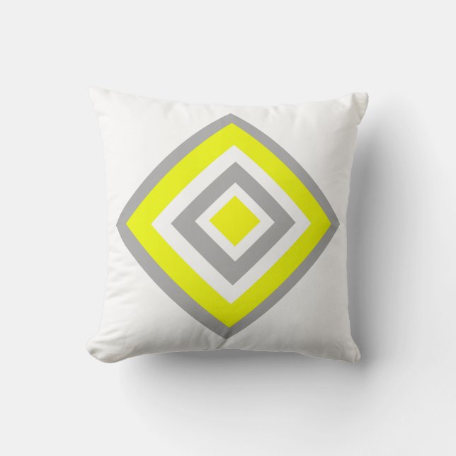 Abstract Art Yellow Grey White Minimalism Throw Pillow (Front)