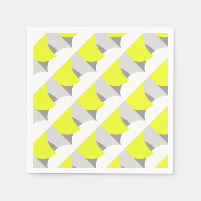 Abstract Art Yellow Grey White Napkins (Front)