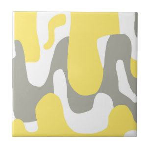 Abstract Art Yellow Grey White Pastel Ceramic Tile