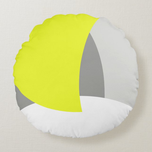 Abstract Art Yellow Grey White Round Pillow (Front)