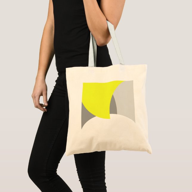 Abstract Art Yellow Grey White Tote Bag (Front (Product))