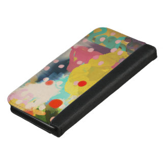 ABSTRACT ART YELLOW PINK RED iPhone 8/7 PLUS WALLET CASE