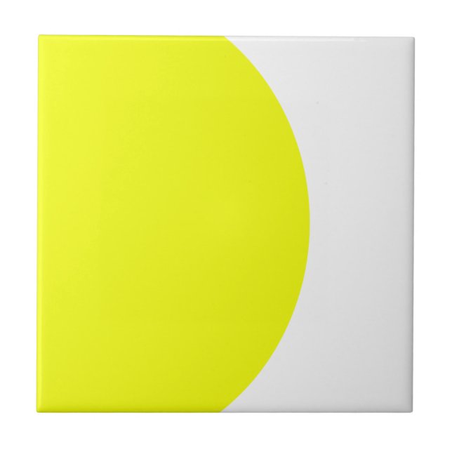Abstract Art Yellow White Minimalism Ceramic Tile (Front)