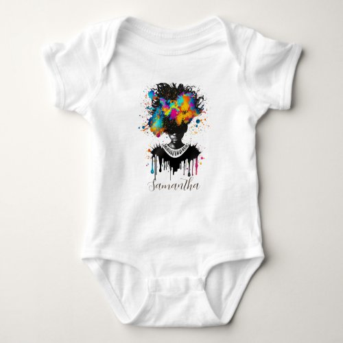 Abstract Artist Afro Woman  Black and White Baby Bodysuit