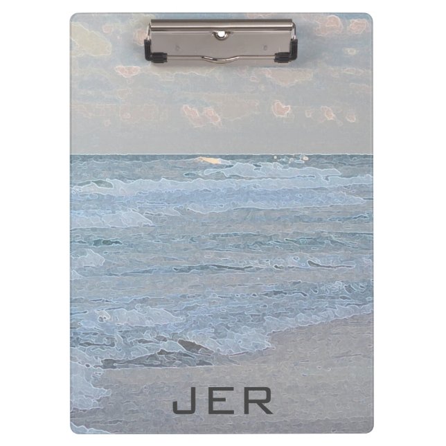 Abstract Artistic Blue Green Ocean Waves Clipboard (Front)