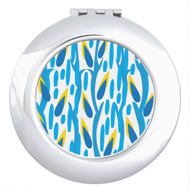Abstract Artistic Blue Yellow Leaves  Compact Mirror (Front)