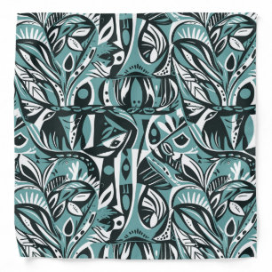 Abstract Artistic Boho Whimsical Geometric Blue Bandana