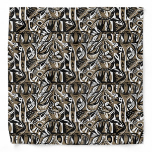 Abstract Artistic Boho Whimsical Geometric Brown Bandana