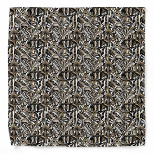 Abstract Artistic Boho Whimsical Geometric Brown Bandana