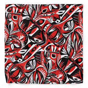 Abstract Artistic Boho Whimsical Red Black White Bandana