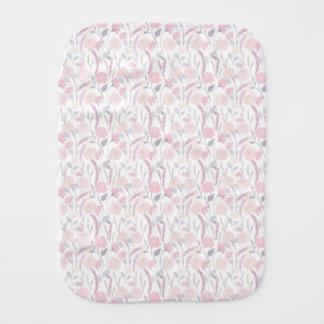 Abstract artistic branches with wild flowers, smal baby burp cloth