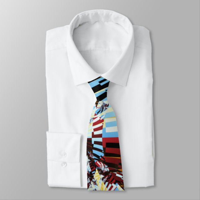 Abstract Artistic Fractal Art Modern Geometric Neck Tie (Tied)