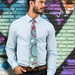 Abstract Artistic Novelty Blue Purple Red Unique Tie