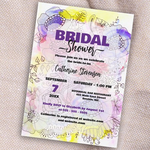 Abstract Artistic Pastel Floral Bridal Shower Invitation
