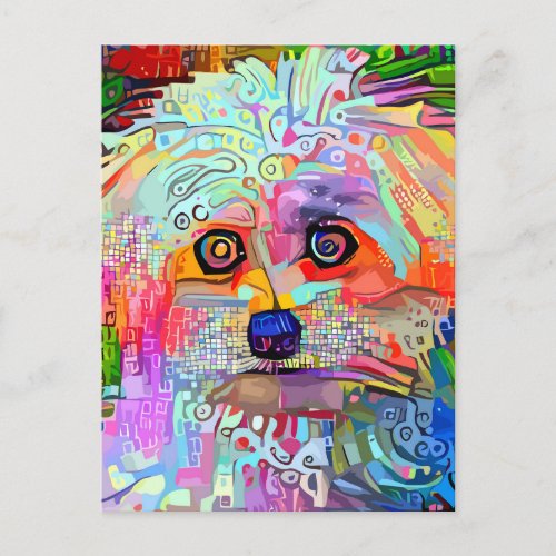 Abstract Artistic Pet Dog Portrait Painting Postcard