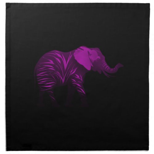Abstract artistic purple black elephant silhouette cloth napkin