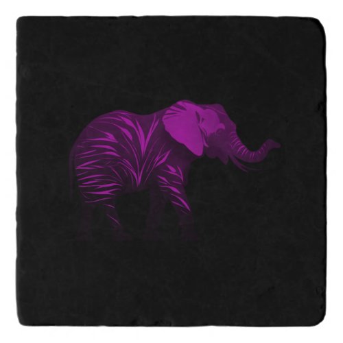 Abstract artistic purple black elephant silhouette trivet