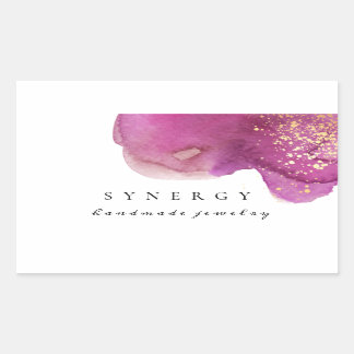 Abstract Artistic Purple Watercolor Shape Gold Art Rectangular Sticker