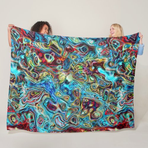 Abstract Artistic Retro Cool Waves Art Pattern Fleece Blanket