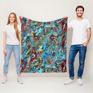 Abstract Artistic Retro Cool Waves Art Pattern Fleece Blanket