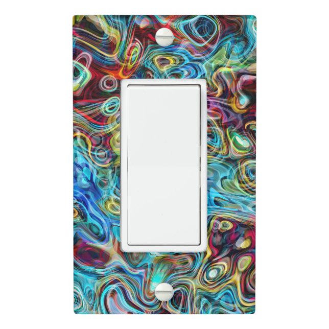 Abstract Artistic Retro Cool Waves Art Pattern Light Switch Cover (In Situ)