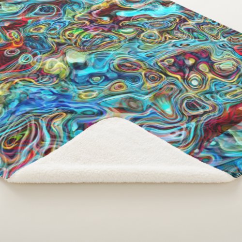 Abstract Artistic Retro Cool Waves Art Pattern Sherpa Blanket