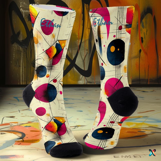 Abstract Artistic Socks in Pink, Navy, and Orange (Creator Uploaded)
