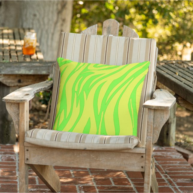 abstract artistic summer modern green stripes  outdoor pillow (Chair)