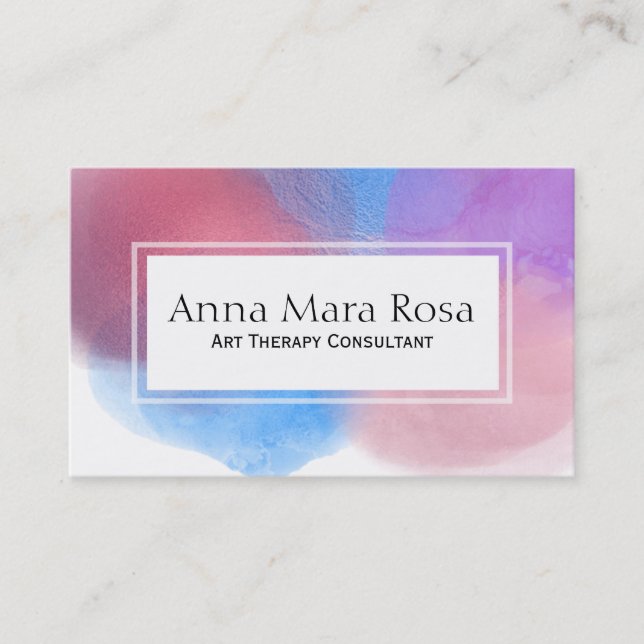 *~* Abstract Artistic Therapy Feminine Watercolor Business Card (Front)