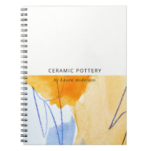 Abstract Artistic Yellow Blue Watercolor Art Notebook