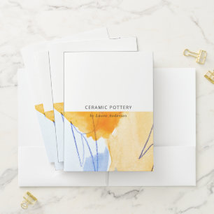Abstract Artistic Yellow Blue Watercolor Art Pocket Folder
