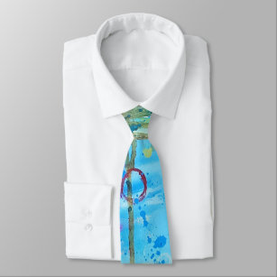 Abstract Artsy Colorful Novelty Paint Drips Blue Tie