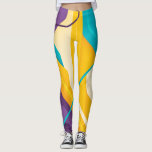 Abstract Artsy Leggings<br><div class="desc">Aqua,  yellow,  purple unique abstract leggings</div>