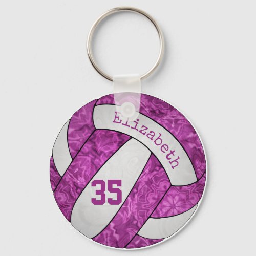 abstract artsy magenta pink custom volleyball keychain
