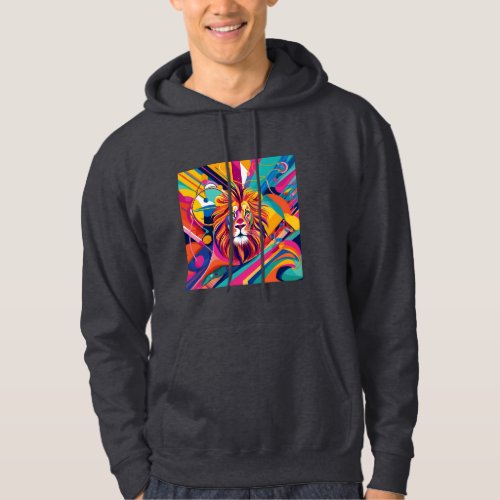Abstract artwork design Lion that is vibrant  Hoodie