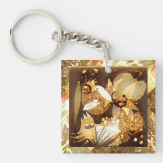 Abstract Artwork Gold Sparkle Keychain